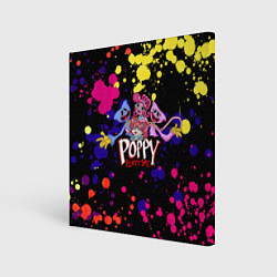 Холст квадратный Poppy Playtime Huggy, Kissy, Poppy, Mommy Long Leg, цвет: 3D-принт
