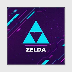 Холст квадратный Символ Zelda в неоновых цветах на темном фоне, цвет: 3D-принт — фото 2