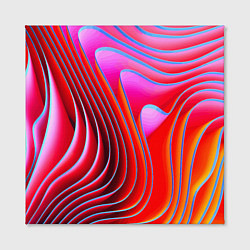 Холст квадратный Разноцветные неоновые полосы Волна Multicolored ne, цвет: 3D-принт — фото 2