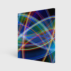 Холст квадратный Разноцветные неоновые линии Абстракция Multicolore, цвет: 3D-принт