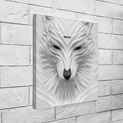 Холст квадратный Волк белый - с надписью, цвет: 3D-принт — фото 2