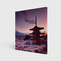 Холст квадратный Цветение сакуры в Японии, цвет: 3D-принт