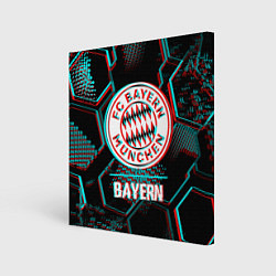 Холст квадратный Bayern FC в стиле Glitch на темном фоне, цвет: 3D-принт