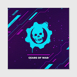 Холст квадратный Символ Gears of War в неоновых цветах на темном фо, цвет: 3D-принт — фото 2