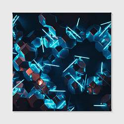 Холст квадратный Неоновые фигуры с лазерами - Голубой, цвет: 3D-принт — фото 2