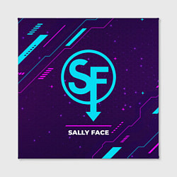 Холст квадратный Символ Sally Face в неоновых цветах на темном фоне, цвет: 3D-принт — фото 2