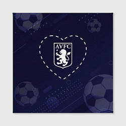 Холст квадратный Лого Aston Villa в сердечке на фоне мячей, цвет: 3D-принт — фото 2