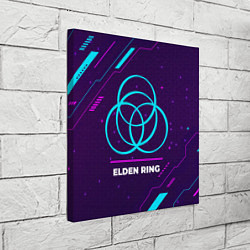 Холст квадратный Символ Elden Ring в неоновых цветах на темном фоне, цвет: 3D-принт — фото 2