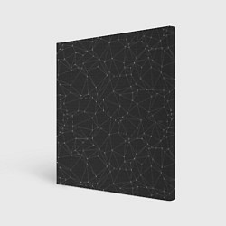 Холст квадратный Контурный Многоугольник На Чёрном Фоне, цвет: 3D-принт