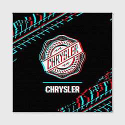 Холст квадратный Значок Chrysler в стиле Glitch на темном фоне, цвет: 3D-принт — фото 2