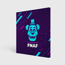 Холст квадратный Символ FNAF в неоновых цветах на темном фоне, цвет: 3D-принт