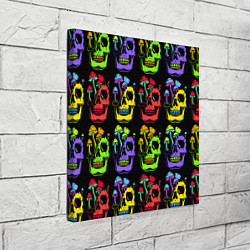 Холст квадратный Мухоморы, растущие на черепе, цвет: 3D-принт — фото 2