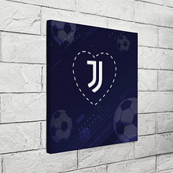 Холст квадратный Лого Juventus в сердечке на фоне мячей, цвет: 3D-принт — фото 2