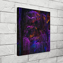 Холст квадратный Неоновые лучи и листья - Фиолетовый, цвет: 3D-принт — фото 2
