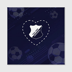 Холст квадратный Лого Hoffenheim в сердечке на фоне мячей, цвет: 3D-принт — фото 2