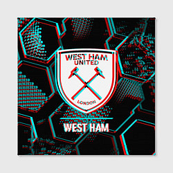 Холст квадратный West Ham FC в стиле Glitch на темном фоне, цвет: 3D-принт — фото 2
