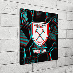 Холст квадратный West Ham FC в стиле Glitch на темном фоне, цвет: 3D-принт — фото 2