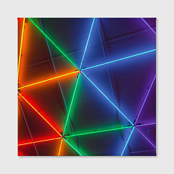 Холст квадратный Неоновые лучи разных цветов - Синий, цвет: 3D-принт — фото 2