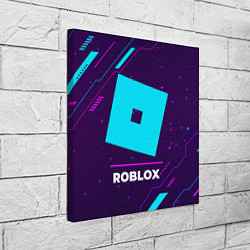 Холст квадратный Символ Roblox в неоновых цветах на темном фоне, цвет: 3D-принт — фото 2