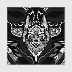 Холст квадратный Черно-белый волк, цвет: 3D-принт — фото 2