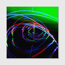 Холст квадратный Неоновые абстрактные волнообразные огни - Зелёный, цвет: 3D-принт — фото 2