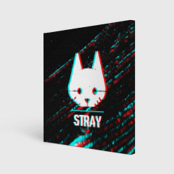 Холст квадратный Stray в стиле glitch и баги графики на темном фоне, цвет: 3D-принт