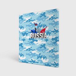 Холст квадратный Russia: синий камфуляж, цвет: 3D-принт