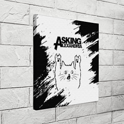 Холст квадратный Asking Alexandria рок кот на светлом фоне, цвет: 3D-принт — фото 2