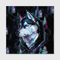 Холст квадратный Волк - глитч, цвет: 3D-принт — фото 2