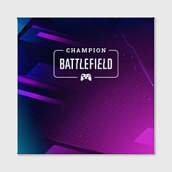 Холст квадратный Battlefield gaming champion: рамка с лого и джойст, цвет: 3D-принт — фото 2