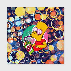 Холст квадратный Bart Simpson пьёт лимонад, цвет: 3D-принт — фото 2
