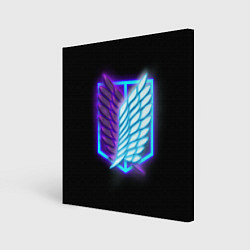 Холст квадратный Attack on Titan neon logo, цвет: 3D-принт
