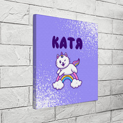Холст квадратный Катя кошка единорожка, цвет: 3D-принт — фото 2