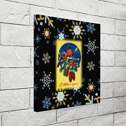 Холст квадратный Новый Год Три Снегиря, цвет: 3D-принт — фото 2