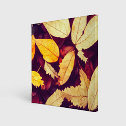 Холст квадратный Осенняя листва узор, цвет: 3D-принт