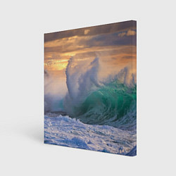 Холст квадратный Штормовая волна, накатывающая на берег, цвет: 3D-принт