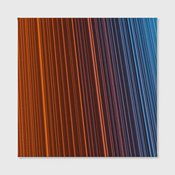 Холст квадратный Абстрактные оранжевые и голубые линии во тьме, цвет: 3D-принт — фото 2