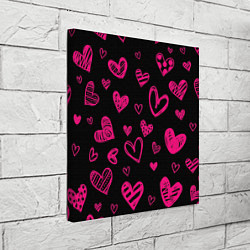 Холст квадратный Розовые сердца, цвет: 3D-принт — фото 2