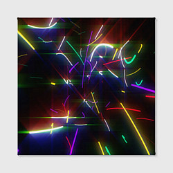 Холст квадратный Разноцветные неоновые линии, цвет: 3D-принт — фото 2
