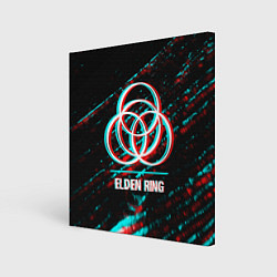 Холст квадратный Elden Ring в стиле glitch и баги графики на темном, цвет: 3D-принт