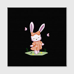 Холст квадратный Крольчонок С Бантиком На Чёрном Фоне, цвет: 3D-принт — фото 2