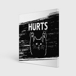 Холст квадратный Группа Hurts и рок кот, цвет: 3D-принт