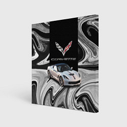 Холст квадратный Chevrolet Corvette - Motorsport - Racing team, цвет: 3D-принт