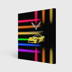 Холст квадратный Chevrolet Corvette - гоночная команда - Motorsport, цвет: 3D-принт