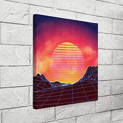 Холст квадратный Абстрактные 3D неоновые горы на закате, цвет: 3D-принт — фото 2