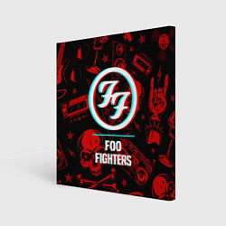 Холст квадратный Foo Fighters rock glitch, цвет: 3D-принт