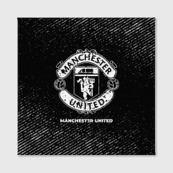 Холст квадратный Manchester United с потертостями на темном фоне, цвет: 3D-принт — фото 2