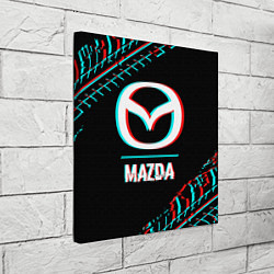Холст квадратный Значок Mazda в стиле glitch на темном фоне, цвет: 3D-принт — фото 2
