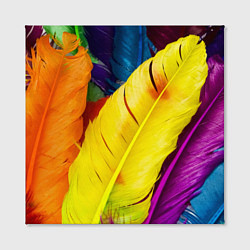 Холст квадратный Разноцветные перья птиц, цвет: 3D-принт — фото 2