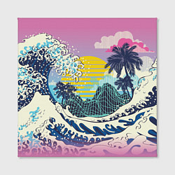 Холст квадратный Штормовые океанские волны и пальмы, цвет: 3D-принт — фото 2